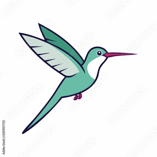 Cartoon Hummingbird in Flight