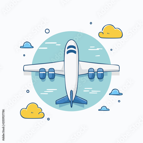 Flat Illustration of an Airplane Flying