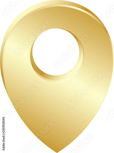 golden Location Icon 3D glossy vector illustration transparent