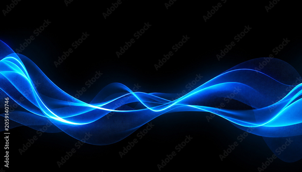 Naklejka premium Modern Futuristic Blue Light Wave Abstract Design
