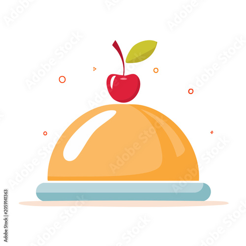 Cherry on orange dome flat illustration