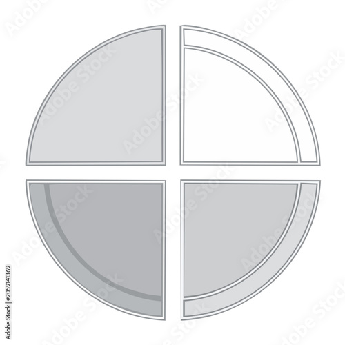 Circle divided into four equal quadrants vector