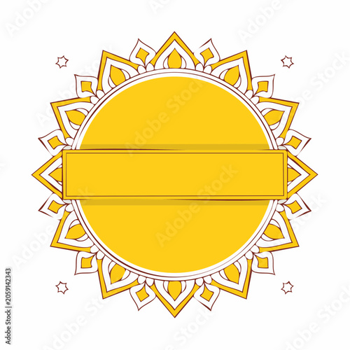 Yellow Mandala Frame with Banner for Text