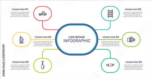 Photos car repair outline icon set featuring steamroller, ladder thin, pump, gardening palette icons