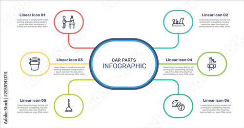 Foto car parts outline icon set featuring glassblowing, wood plane, allen keys, plunger icons