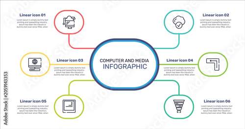 Cuadro en lienzo computer and media outline icon set featuring data transference by internet, connected clouds, keyboard key enter, keyboard key with number 2 icons