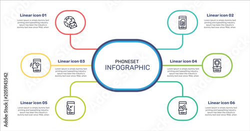 Fotografie phoneset outline icon set featuring around the globe, card of phone, phone interface, outgoing call icons