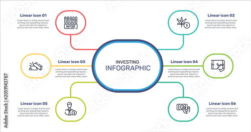 Slika na platnu investing outline icon set featuring nyse, marijuana, touch screen, backer icons