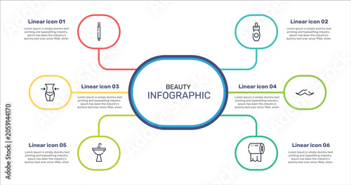 Fotografija beauty outline icon set featuring eyebrow pencil, remover, moustaches, washbowl icons