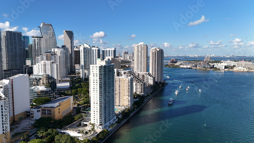 Принти на полотні Aerial view of Miami skyline and Biscayne Bay waterfront