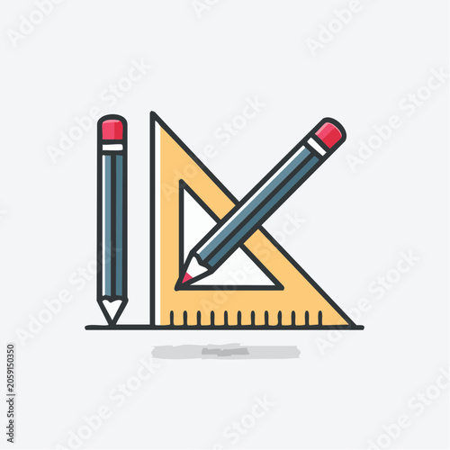 Drawing Tools: Pencil and Set Square Icon