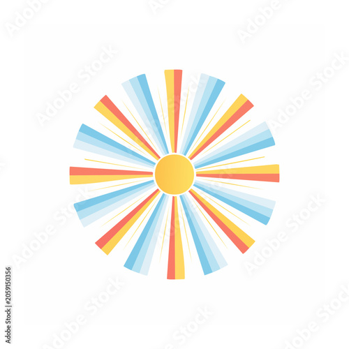 Flat design sunburst graphic with bright rays