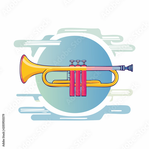 Illustration of a Golden Trumpet with Red Valves