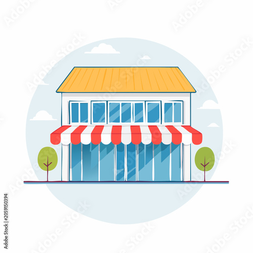 Illustration of a modern storefront with awning