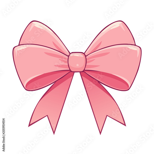 Pink Ribbon Bow with Transparent Background
