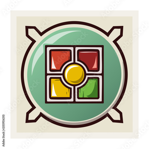 Flat design shield emblem with geometric pattern