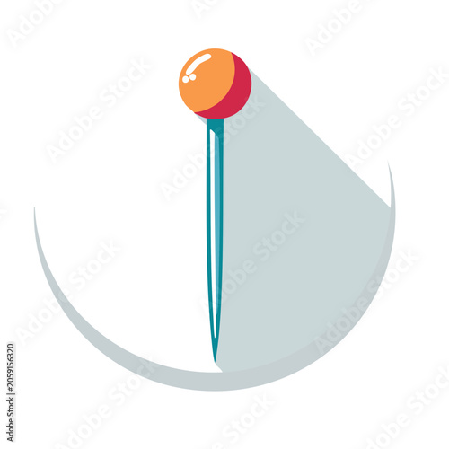 Flat design sewing pin icon with shadow