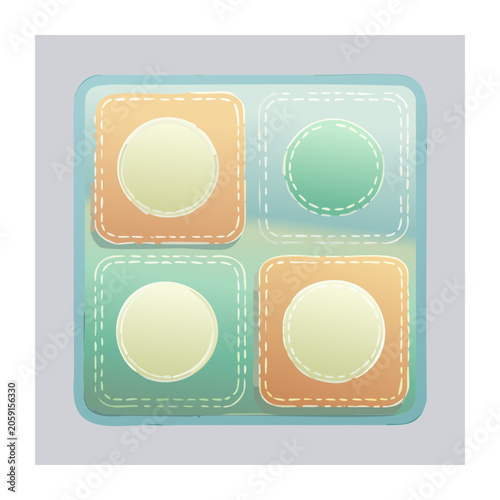 Four Pastel Squares with Circles in Grid Layout