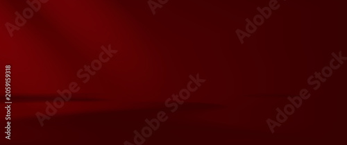 Red studio background. Abstract limbo podium studio room. Dark red gradient wall floor and spotlight scene. Showcase, promotion display. Vector stage mockup illustration