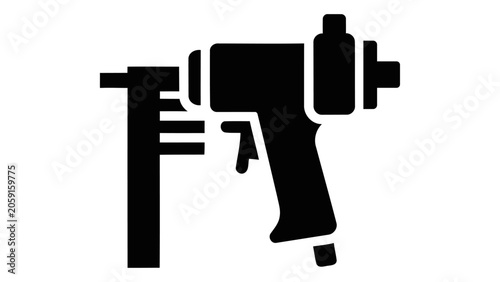 A black silhouette icon of a nail gun, representing a pneumatic tool. The image is clean and simple, suitable for techni