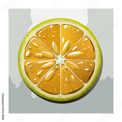 Illustration of a sliced orange with segments