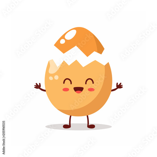 Cute Cracked Egg Cartoon Character