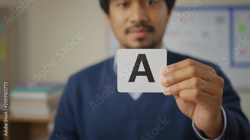 Educational alphabet flashcard activity helping students recognize letters, improve literacy skills, language development, and early childhood learning.
