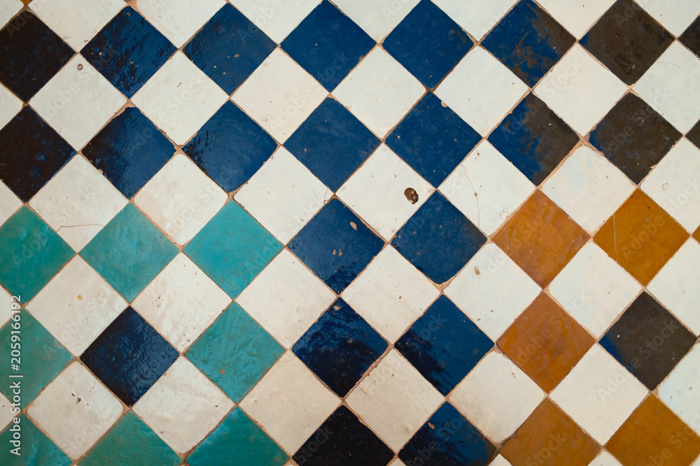 Fototapeta premium Texture of colorful geometric mosaic tiles