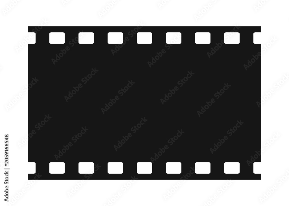 Fototapeta premium Black Film Reel Strip Icon Vector Illustration with Movie Negative Frame Silhouette