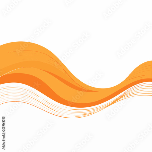 Abstract Orange Waves on White Background