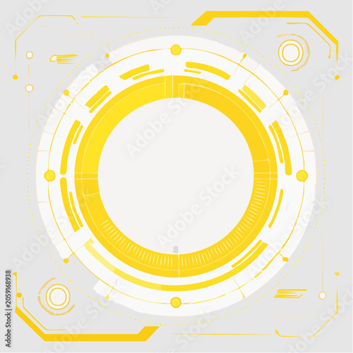 Futuristic Circular Interface with Yellow Accents