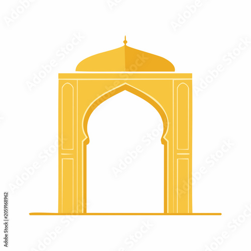 Golden Islamic Archway with Dome
