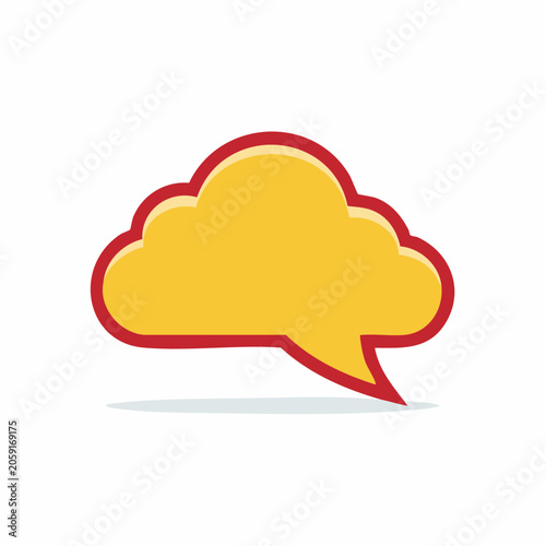 Yellow speech bubble with red outline