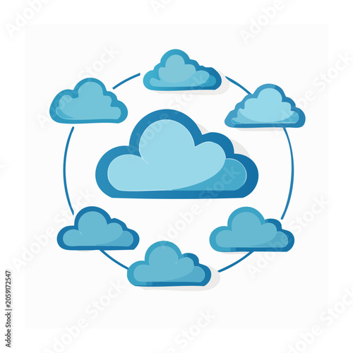Flat design cloud network illustration