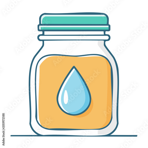 Flat design illustration of a jar with water droplet