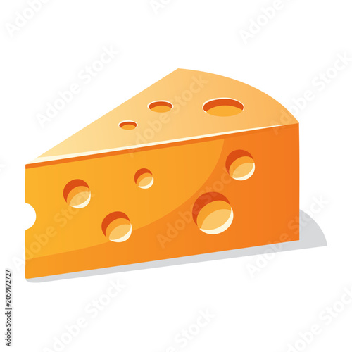 Swiss Cheese Slice with Holes, Flat Design Illustration