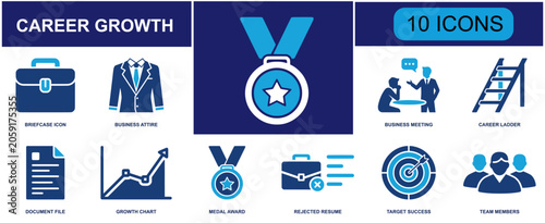 Foto Career growth icon set