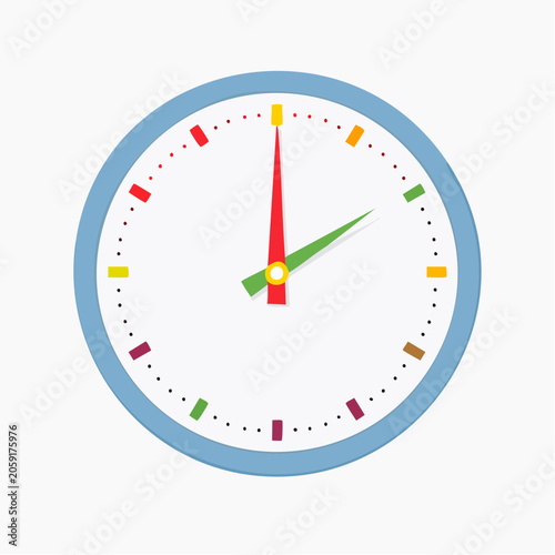 Colorful Analog Clock Face with Red and Green Hands