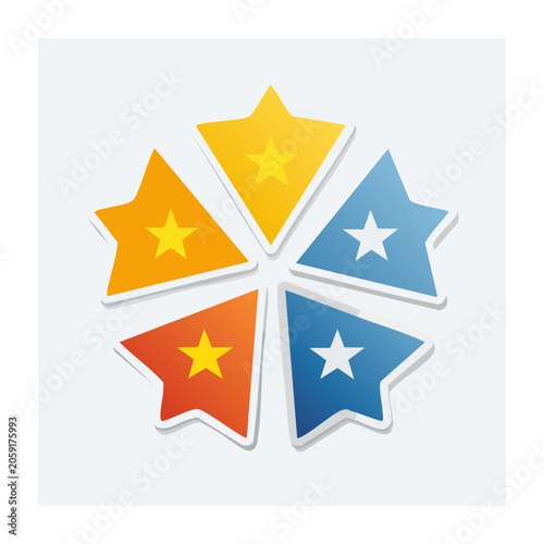 Colorful star icons in circular arrangement
