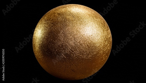 Gold Textured Sphere With Abstract Rough Metallic Surface Isolated On Transparent Background