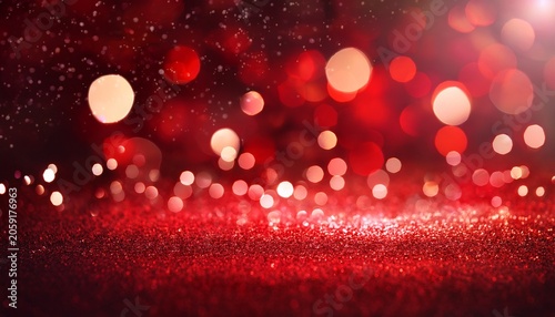 Sparkling Red Lights And Bokeh Creating Abstract Festive Scene
