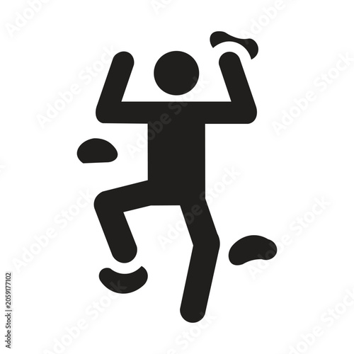 Schilderij op canvas Rock climbing silhouette illustration Rock climbing is an extreme sport that requires climbers to ascend or traverse natural rock formations or artificial walls