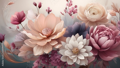 Artistic Rendering Showcases Flowers With Gentle Colors And Tones