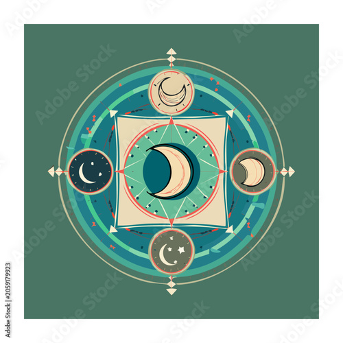 Moon Phases Mandala Illustration