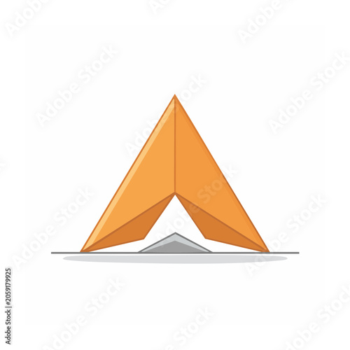 Orange paper airplane icon on white background