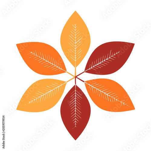 Radial autumn leaves in flat design