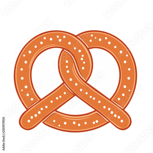 Orange pretzel icon on transparent background