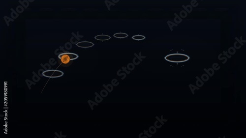 Abstract Basketball Energy Rings With Glowing Ball Motion