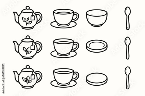 Setup cup icon vector spoon tea rough minimal icons minimalist coaster drawing