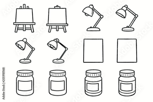 Paint jar canvas icon studio blank lamp setup vector art icons peaceful